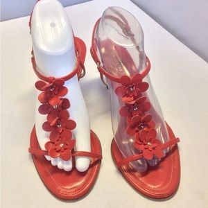 Gorgeous red Coach flower heels 6